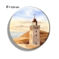 Preview: Kühlschrankmagnet m. Flaschenöffner Aquarell Maritim Kunst Druck Kunstdruck Nordsee Dänemark Danmark Leuchtturm Rubjerg Knude Düne Blokhus Lokken Sonnenuntergang